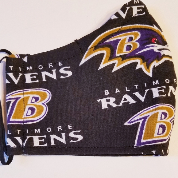 Hand Crafted Face Mask Baltimore Ravens Black Purple Gold Kids Face Mask - Picture 1 of 6